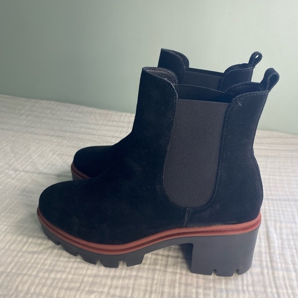 Antonio De Faria Black Suede Leather Chunky Chelsea Pull On Boot Grunge Punk 6.5 - Picture 4 of 16